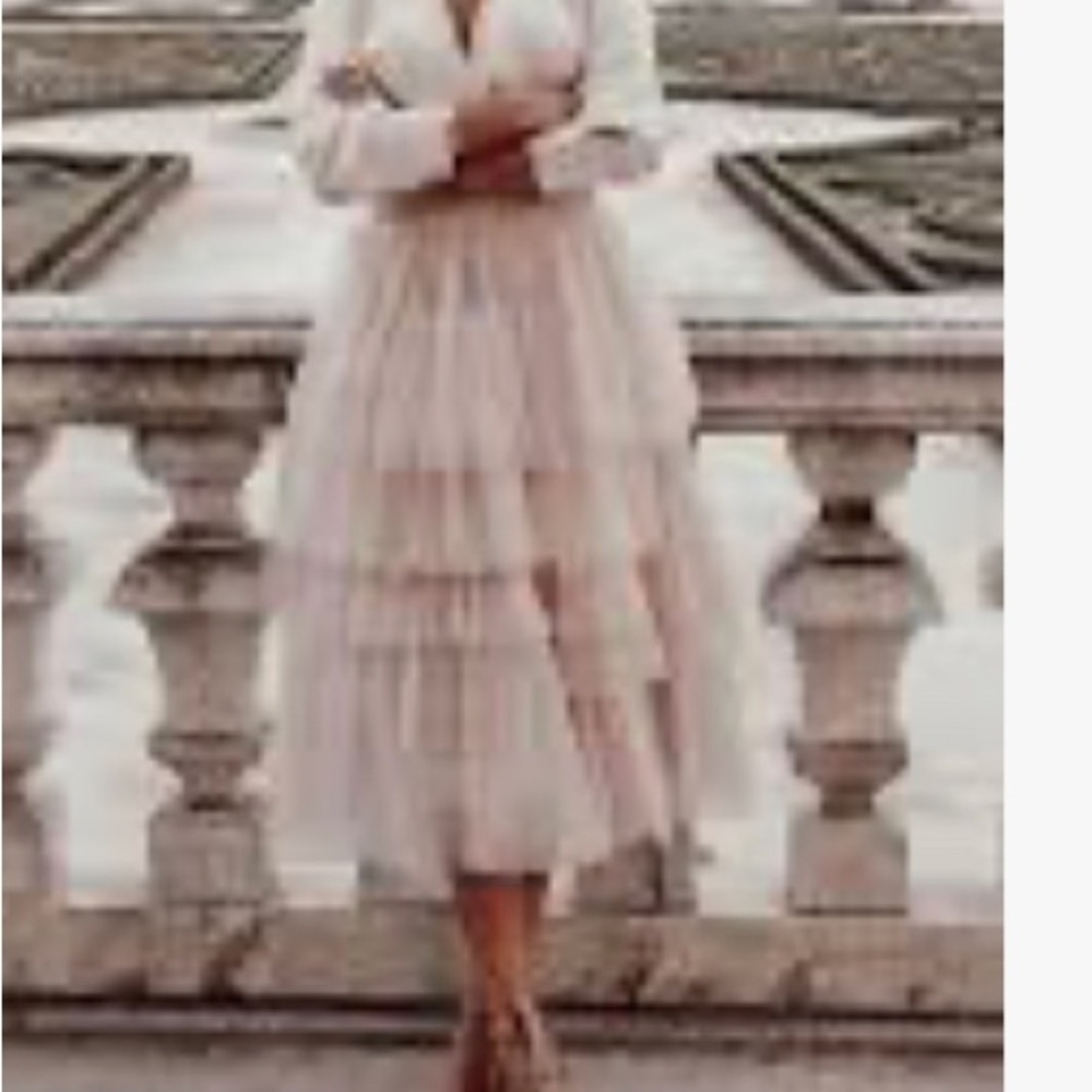 NWT ChicWish Tulle Layered Midi Skirt - Picture 2 of 5